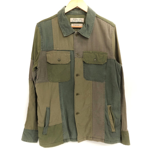 【現状渡し品】【メンズ】 REMI RELIEF レミレリーフ PATCHWORK　L/S SHIRT パッチワーク ミリタリーシャツ 長袖 トップス 古着 140-260805-rs-08-fur サイズ：M カラー：オリーブカラー 万代Net店