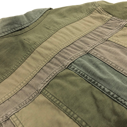 【現状渡し品】【メンズ】 REMI RELIEF レミレリーフ PATCHWORK　L/S SHIRT パッチワーク ミリタリーシャツ 長袖 トップス 古着 140-260805-rs-08-fur サイズ：M カラー：オリーブカラー 万代Net店