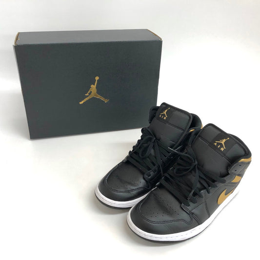 【中古品】【メンズ】 NIKE ナイキ AIR JORDAN 1 MID "BLACK/METALLIC GOLD" DQ8426-071 エアジョーダン ミッド ブラック メタリックゴールド スニーカー シューズ 靴 160-250129-rs-04-fur サイズ：27.5cm US 9.5 カラー：ブラック/ゴールド 万代Net店