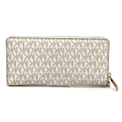 【中古品】【レディース】 MICHAEL KORS マイケルコース 35F8GTVT3B パウダーブラッシュマルチ ジェット セット トラベル シグネチャー ラージ トラベル コンチネンタル ラウンド ジップ 長財布 181-260521-rs-06-fur カラー：バニラ 万代Net店