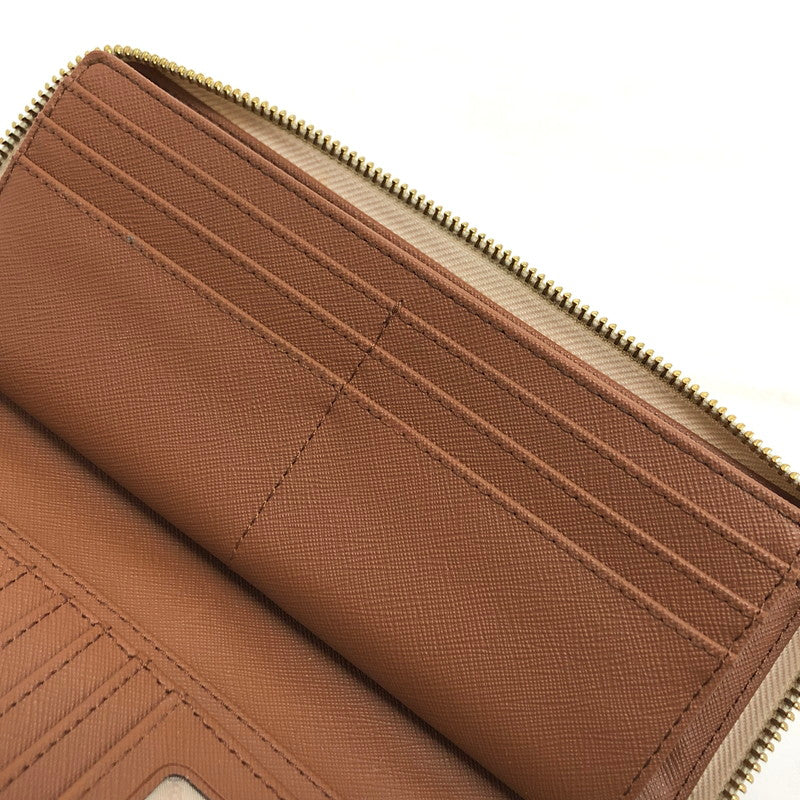 【中古品】【レディース】 MICHAEL KORS マイケルコース 35F8GTVT3B パウダーブラッシュマルチ ジェット セット トラベル シグネチャー ラージ トラベル コンチネンタル ラウンド ジップ 長財布 181-260521-rs-06-fur カラー：バニラ 万代Net店