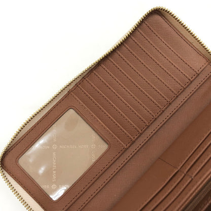 【中古品】【レディース】 MICHAEL KORS マイケルコース 35F8GTVT3B パウダーブラッシュマルチ ジェット セット トラベル シグネチャー ラージ トラベル コンチネンタル ラウンド ジップ 長財布 181-260521-rs-06-fur カラー：バニラ 万代Net店