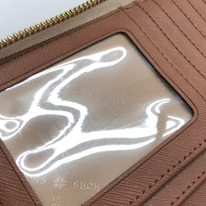 【中古品】【レディース】 MICHAEL KORS マイケルコース 35F8GTVT3B パウダーブラッシュマルチ ジェット セット トラベル シグネチャー ラージ トラベル コンチネンタル ラウンド ジップ 長財布 181-260521-rs-06-fur カラー：バニラ 万代Net店