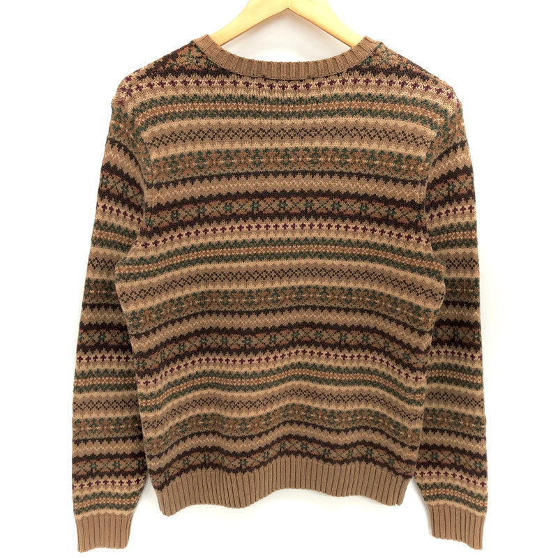 【中古品】【メンズ】 LAND'S END ランズエンド 90S KNIT SWEATER ニット セーター 長袖 トップス 古着 ヴィンテージ 146-260521-rs-08-fur サイズ：M カラー：ブラウン系 万代Net店