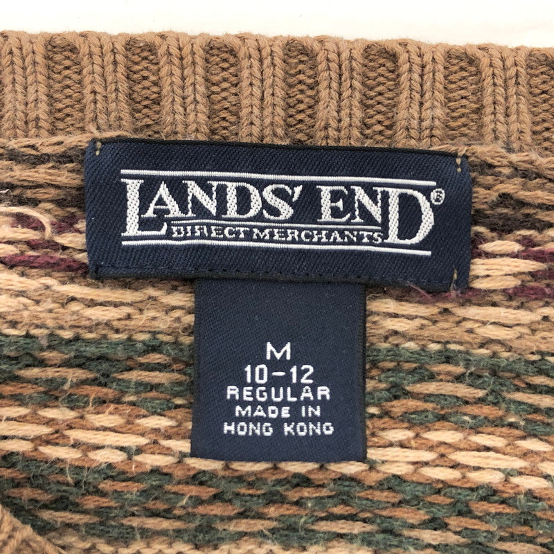 【中古品】【メンズ】 LAND'S END ランズエンド 90S KNIT SWEATER ニット セーター 長袖 トップス 古着 ヴィンテージ 146-260521-rs-08-fur サイズ：M カラー：ブラウン系 万代Net店