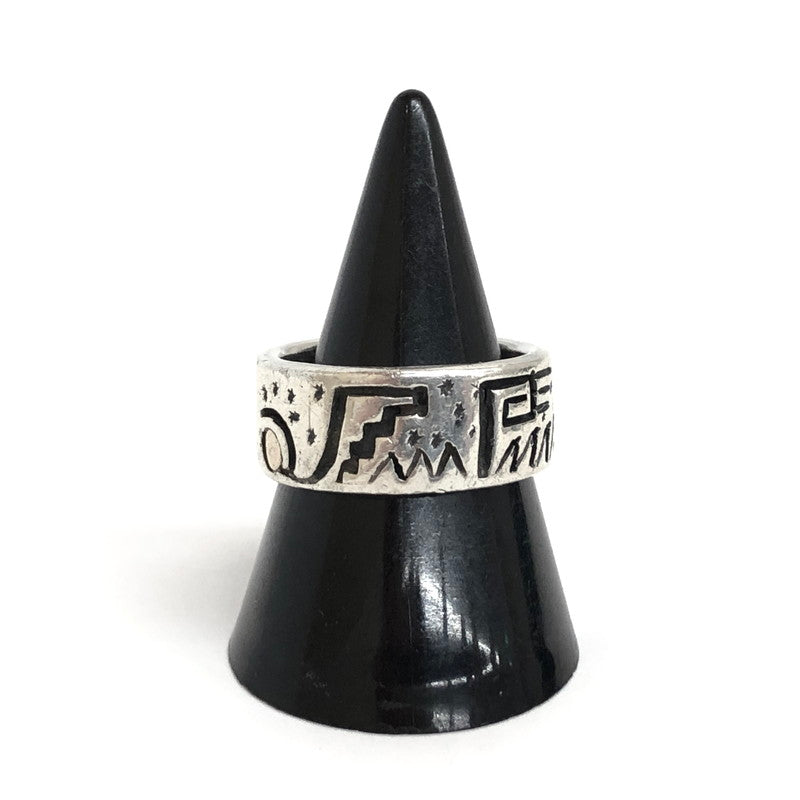 【中古品】【メンズ/レディース】 Ed Wayne Aragon エドウェイン・アラゴン Kewa Old "Storyteller" Overlay Ring c.1990～ ストーリーテラー リング 指輪 スターリング シルバー アクセサリー 192-241003-rs-02-fur カラー：シルバー 万代Net店