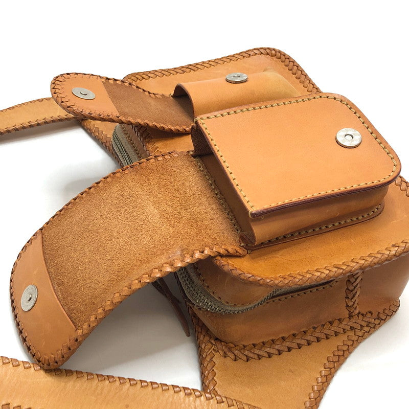 【現状渡し品】【メンズ/レディース】 SAAD サード LEATHER BODY BAG レザー ボディバッグ ウエストバッグ 鞄 188-260521-rs-09-fur カラー：ライトブラウン系 万代Net店