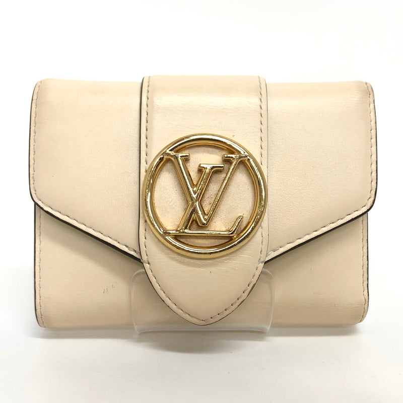 【現状渡し品】【レディース】 LOUIS VUITTON ルイ・ヴィトン M69176 ポルトフォイユLV ポンヌフ コンパクト カーフ 三つ折り 財布 ウォレット 179-260819-rs-01-fur カラー：アイボリー系 万代Net店