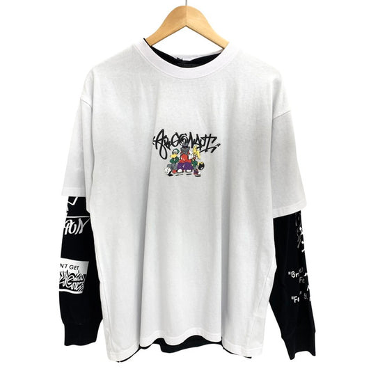 【中古品】【メンズ】 JUNGLE STORM ジャングルストーム レイヤード L/S Tee 長袖Ｔシャツ 150-260321-ea-01-fur サイズ：M カラー：ホワイト/ブラック 万代Net店