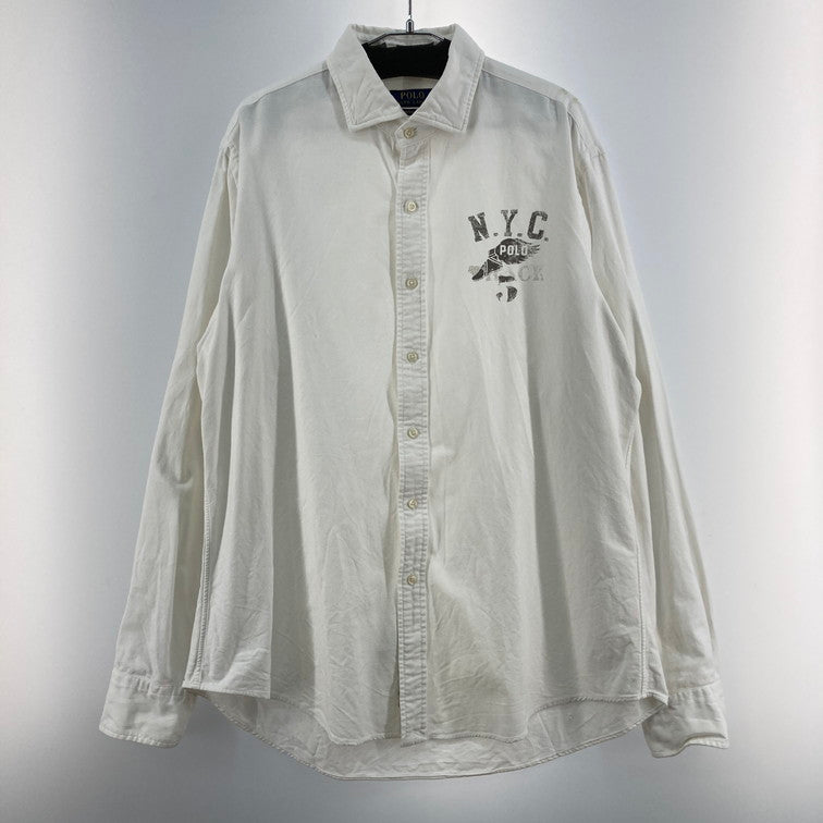 【中古品】【メンズ】 POLO RALPH LAUREN ポロ・ラルフローレン 710636139001 L/S シャツ 147-260214-WA-02-iwa サイズ：L カラー：ホワイト 万代Net店