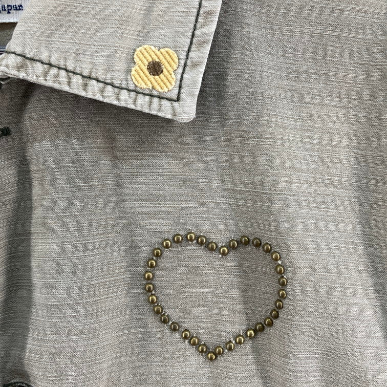 【中古品】【メンズ】 REMI RELIEF レミレリーフ L/S STUDS WORK SHIRT シャツ 140-260214-WA-03-iwa サイズ：S カラー：カーキ 万代Net店