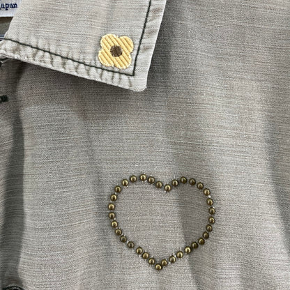 【中古品】【メンズ】 REMI RELIEF レミレリーフ L/S STUDS WORK SHIRT シャツ 140-260214-WA-03-iwa サイズ：S カラー：カーキ 万代Net店