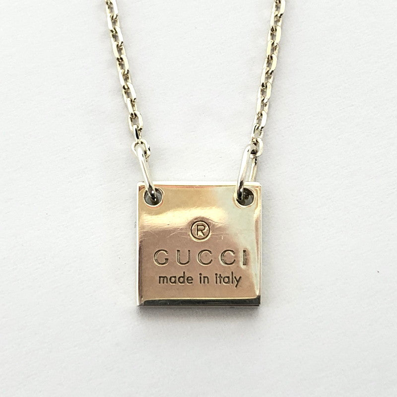 【中古品】【レディース】 GUCCI グッチ Mini Square Plate Necklace ミニスクエア プレート ロゴ ペンダント ネックレス Ag925 シルバー アクセサリー 182-251211-rs-04-fur カラー：シルバー 万代Net店