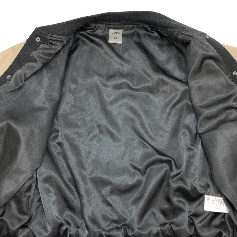 【現状渡し品】【メンズ】 LYFT リフト Message Ring Stadium Jacket M-JK-0497 スタジアムジャケット スタジャン アウター 142-260226-rs-02-fur サイズ：M カラー：ブラック/ベージュ 万代Net店