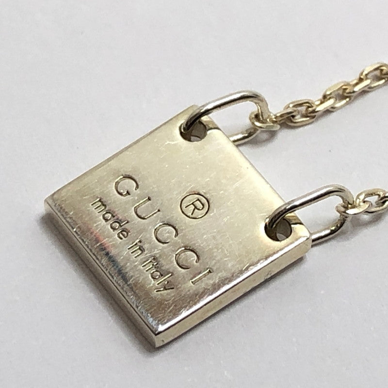 【中古品】【レディース】 GUCCI グッチ Mini Square Plate Necklace ミニスクエア プレート ロゴ ペンダント ネックレス Ag925 シルバー アクセサリー 182-251211-rs-04-fur カラー：シルバー 万代Net店