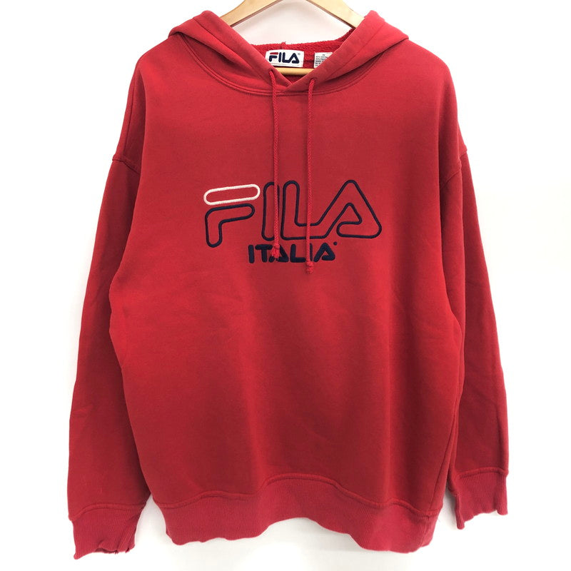 【ジャンク品】【メンズ】 FILA フィラ 90s プルオーバー フーディ パーカー 長袖 トップス 古着 ヴィンテージ系 146-250916-rs-03-fur サイズ：M カラー：レッド 万代Net店
