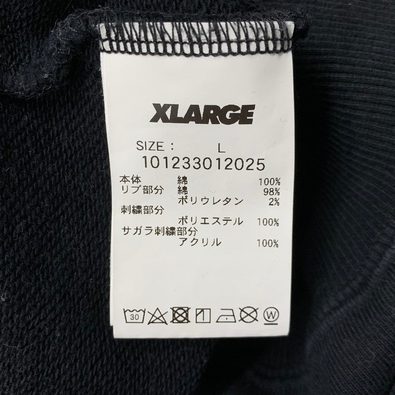 【中古品】【メンズ】 XLARGE エクストララージ 101233012025 RETRO CREWNECK SWEAT レトロ クルーネック スウェット トップス 142-260605-kh-12-izu サイズ：L カラー：ブラック×ホワイト 万代Net店