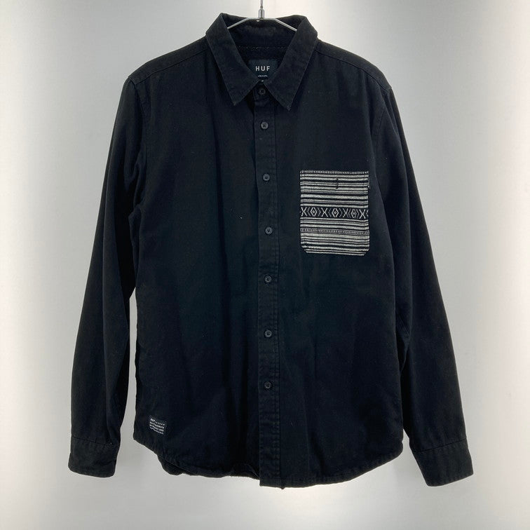 【中古品】【メンズ】 HUF ハフ HUF 長袖シャツ 142-260214-WA-09-iwa サイズ：S カラー：ブラック 万代Net店