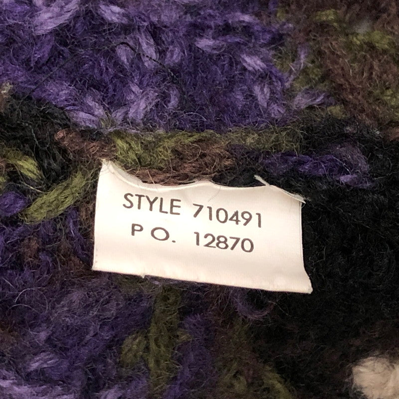 【中古品】【メンズ/レディース】 REI WOOL KNIT CARDIGAN ニット カーディガン 花 葉 総柄 長袖 トップス 古着 ヴィンテージ 146-260522-rs-01-fur サイズ：L カラー：ブラック 万代Net店