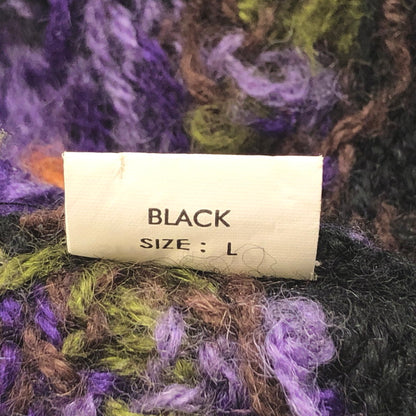 【中古品】【メンズ/レディース】 REI WOOL KNIT CARDIGAN ニット カーディガン 花 葉 総柄 長袖 トップス 古着 ヴィンテージ 146-260522-rs-01-fur サイズ：L カラー：ブラック 万代Net店