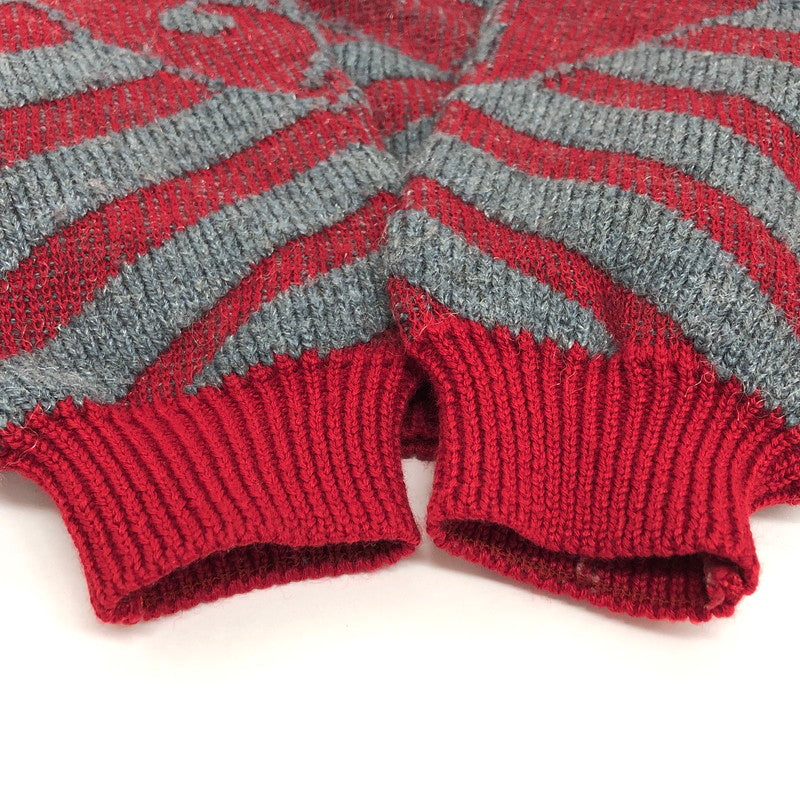 【中古品】【メンズ/レディース】 JOHNNY PULLS WOOL ACRYLIC DESIGN SWEATER セーター 長袖 トップス 古着 ヴィンテージ 146-260522-rs-04-fur サイズ：5 カラー：レッド/グレー 万代Net店