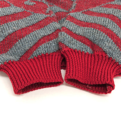 【中古品】【メンズ/レディース】 JOHNNY PULLS WOOL ACRYLIC DESIGN SWEATER セーター 長袖 トップス 古着 ヴィンテージ 146-260522-rs-04-fur サイズ：5 カラー：レッド/グレー 万代Net店