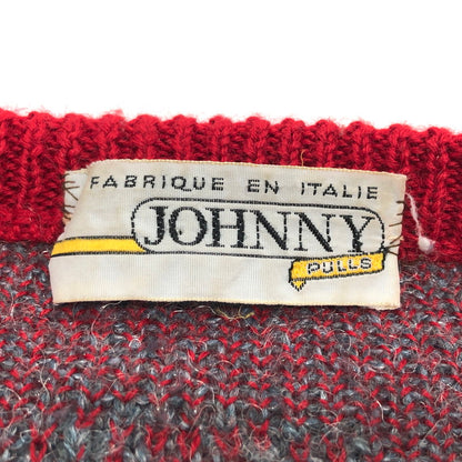 【中古品】【メンズ/レディース】 JOHNNY PULLS WOOL ACRYLIC DESIGN SWEATER セーター 長袖 トップス 古着 ヴィンテージ 146-260522-rs-04-fur サイズ：5 カラー：レッド/グレー 万代Net店