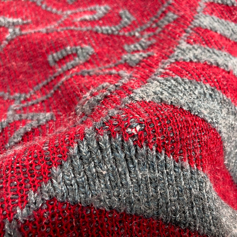 【中古品】【メンズ/レディース】 JOHNNY PULLS WOOL ACRYLIC DESIGN SWEATER セーター 長袖 トップス 古着 ヴィンテージ 146-260522-rs-04-fur サイズ：5 カラー：レッド/グレー 万代Net店