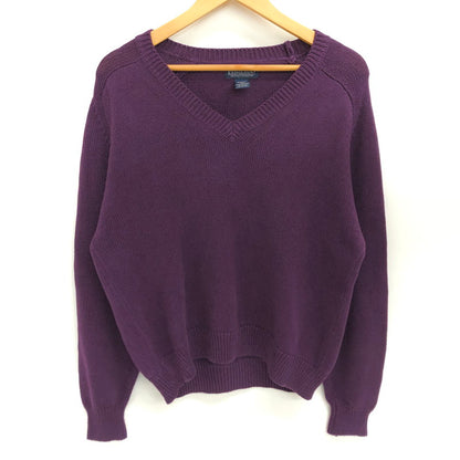 【中古品】【メンズ】 LAND'S END ランズエンド 90S V-NECK KNIT SWEATER Vネック ニット セーター 長袖 トップス 古着 ヴィンテージ 146-260522-rs-05-fur サイズ：M カラー：パープル 万代Net店