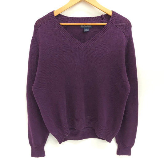 【中古品】【メンズ】 LAND'S END ランズエンド 90S V-NECK KNIT SWEATER Vネック ニット セーター 長袖 トップス 古着 ヴィンテージ 146-260522-rs-05-fur サイズ：M カラー：パープル 万代Net店