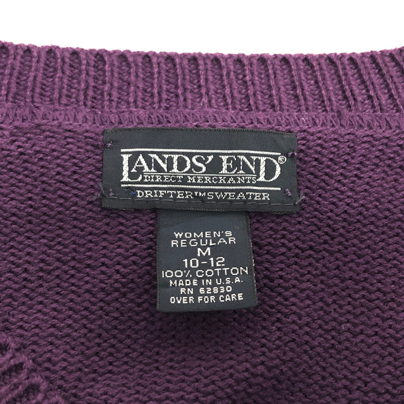 【中古品】【メンズ】 LAND'S END ランズエンド 90S V-NECK KNIT SWEATER Vネック ニット セーター 長袖 トップス 古着 ヴィンテージ 146-260522-rs-05-fur サイズ：M カラー：パープル 万代Net店