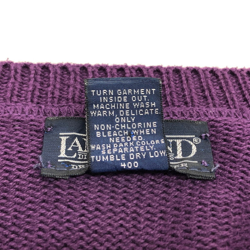 【中古品】【メンズ】 LAND'S END ランズエンド 90S V-NECK KNIT SWEATER Vネック ニット セーター 長袖 トップス 古着 ヴィンテージ 146-260522-rs-05-fur サイズ：M カラー：パープル 万代Net店