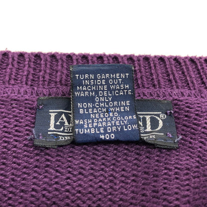 【中古品】【メンズ】 LAND'S END ランズエンド 90S V-NECK KNIT SWEATER Vネック ニット セーター 長袖 トップス 古着 ヴィンテージ 146-260522-rs-05-fur サイズ：M カラー：パープル 万代Net店