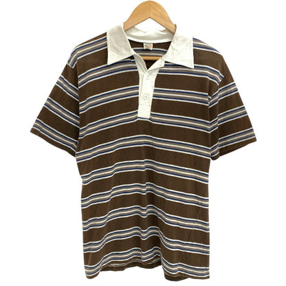 【現状渡し品】【メンズ】 WAREHOUSE ウエアハウス S/S ポロシャツ ボーダー 半袖 トップス 145-260323-ea-01-fur サイズ：L カラー：ブラウン/ブルー/オフホワイト 万代Net店
