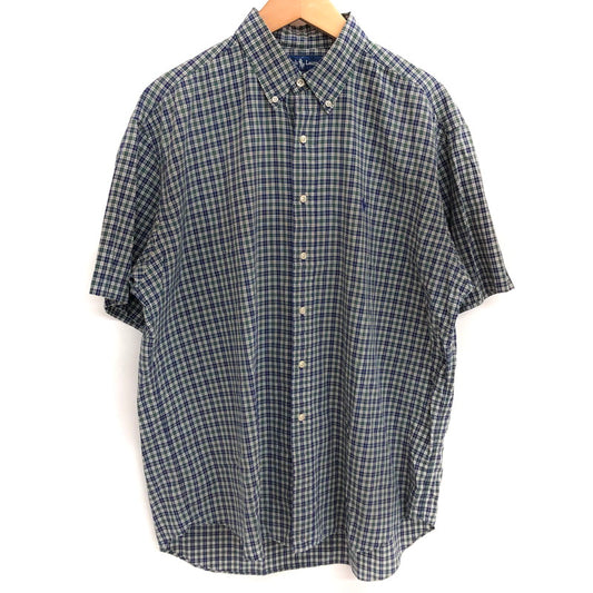 【中古品】【メンズ】 RALPH LAUREN ラルフローレン 90S BLAKE SS CHECK SHIRT チェックシャツ 半袖 トップス 古着 ヴィンテージ 146-260522-rs-10-fur サイズ：L カラー：ネイビー/グリーン 万代Net店