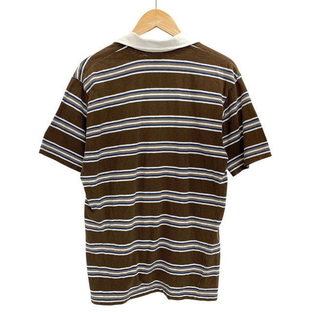 【現状渡し品】【メンズ】 WAREHOUSE ウエアハウス S/S ポロシャツ ボーダー 半袖 トップス 145-260323-ea-01-fur サイズ：L カラー：ブラウン/ブルー/オフホワイト 万代Net店