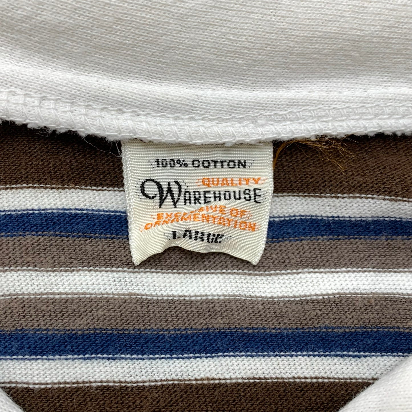 【現状渡し品】【メンズ】 WAREHOUSE ウエアハウス S/S ポロシャツ ボーダー 半袖 トップス 145-260323-ea-01-fur サイズ：L カラー：ブラウン/ブルー/オフホワイト 万代Net店