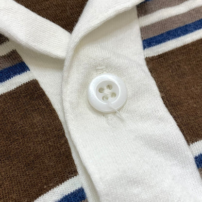 【現状渡し品】【メンズ】 WAREHOUSE ウエアハウス S/S ポロシャツ ボーダー 半袖 トップス 145-260323-ea-01-fur サイズ：L カラー：ブラウン/ブルー/オフホワイト 万代Net店