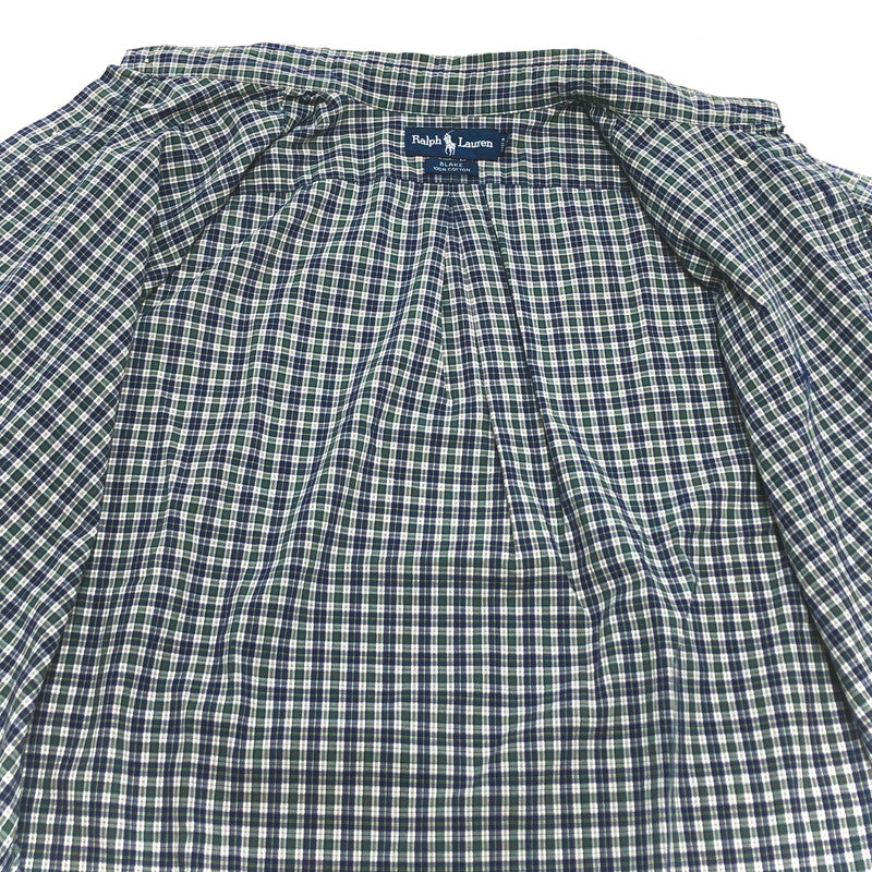 【中古品】【メンズ】 RALPH LAUREN ラルフローレン 90S BLAKE SS CHECK SHIRT チェックシャツ 半袖 トップス 古着 ヴィンテージ 146-260522-rs-10-fur サイズ：L カラー：ネイビー/グリーン 万代Net店