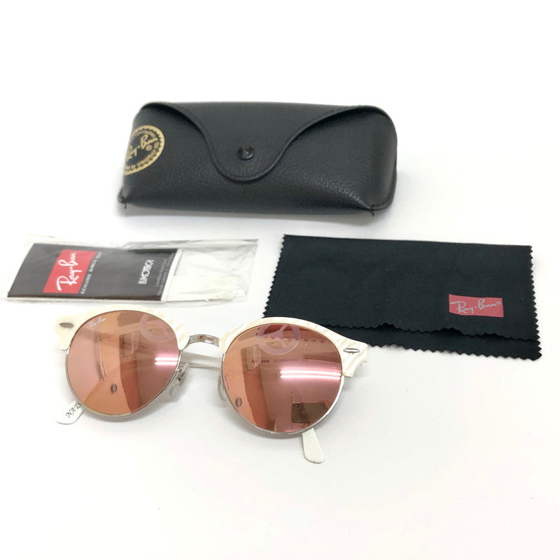 【中古品】【メンズ/レディース】 Ray-Ban レイバン CLUBROUND RB4246 サングラス 偏光 メガネ 眼鏡 アイウェア アクセサリー 203-240613-rs-02-fur サイズ：51ロ19-145 カラー：ホワイト/ピンク系 万代Net店