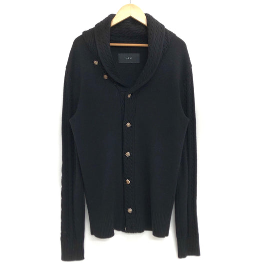 【中古品】【メンズ】 AKM エーケーエム CABLE SHAWL CARDIGAN K020 ケーブルショールカラーカーディガン ニット 長袖 トップス 古着 140-260810-rs-01-fur サイズ：XL カラー：ブラック 万代Net店