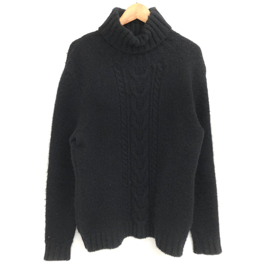 【現状渡し品】【メンズ】 1PIU1UGUALE3 ウノピュウノウグァーレトレ KNIT SWEATER MRK118 ケーブルタートルネック ニット セータートップス 古着 140-260810-rs-02-fur サイズ：V カラー：ブラック 万代Net店
