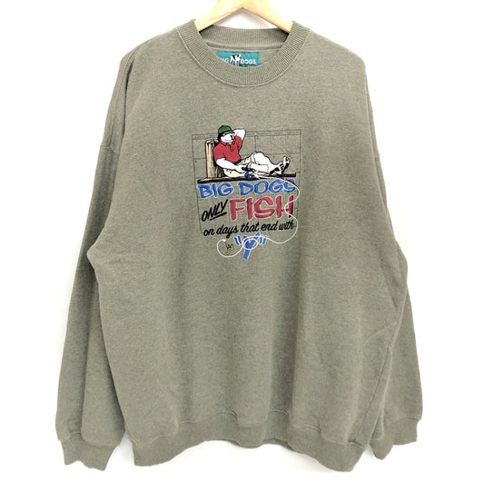 【現状渡し品】【メンズ】 BIG DOGS ビッグドッグス CREWNECK SWEATSHIRT スウェット トレーナー トップス 古着 ヴィンテージ 146-260810-rs-04-fur サイズ：XL カラー：グレージュ系 万代Net店