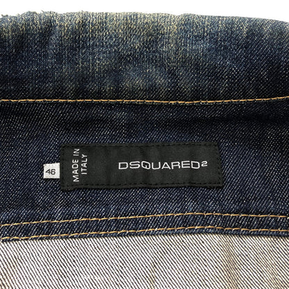 【中古品】【メンズ】 DSQUARED2 ディースクエアード DENIM JACKET S71AM0500 ペイント ダメージ加工 デニムジャケット Gジャン アウター 141-241009-rs-05-fur サイズ：46 カラー：インディゴ 万代Net店