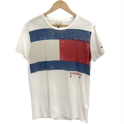【中古品】【メンズ】 TOMMY HILFIGER トミーヒルフィガー S/S Tee 半袖 プリント Tシャツ 147-260326-ea-03-fur サイズ：S カラー：ホワイト 万代Net店