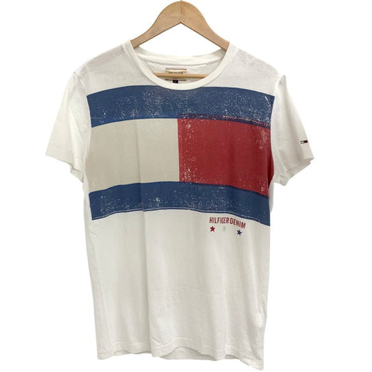 【中古品】【メンズ】 TOMMY HILFIGER トミーヒルフィガー S/S Tee 半袖 プリント Tシャツ 147-260326-ea-03-fur サイズ：S カラー：ホワイト 万代Net店