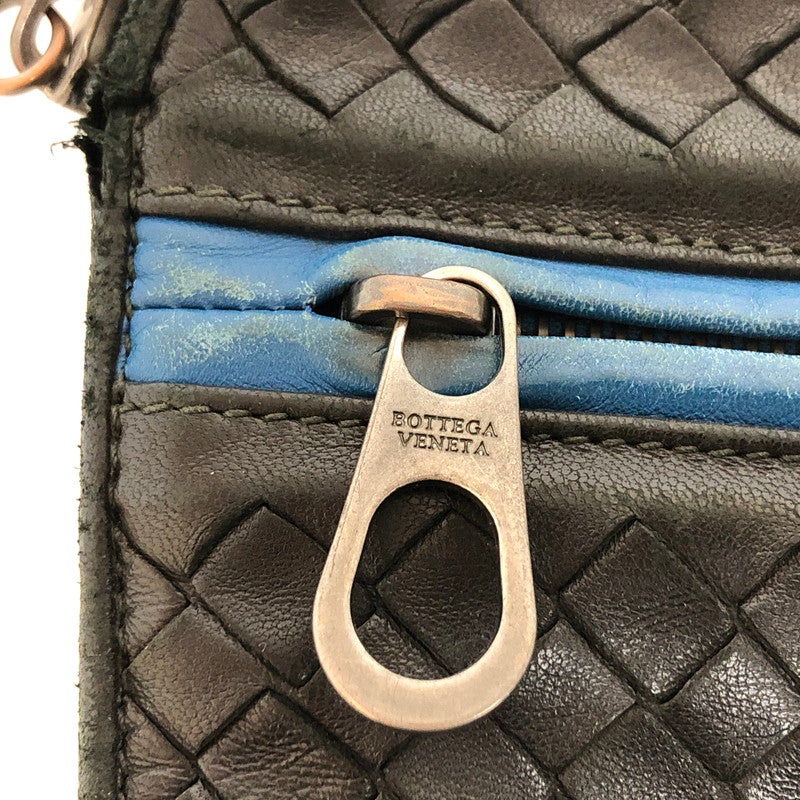 【現状渡し品】【メンズ/レディース】 BOTTEGAVENETA ボッテガヴェネタ CLUTCH BAG イントレチャート クラッチバッグ セカンドバッグ マルチケース レザー 鞄 180-241010-rs-03-fur カラー：ブラック/ブルー 万代Net店