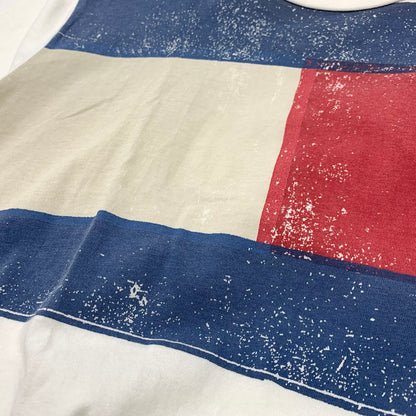 【中古品】【メンズ】 TOMMY HILFIGER トミーヒルフィガー S/S Tee 半袖 プリント Tシャツ 147-260326-ea-03-fur サイズ：S カラー：ホワイト 万代Net店