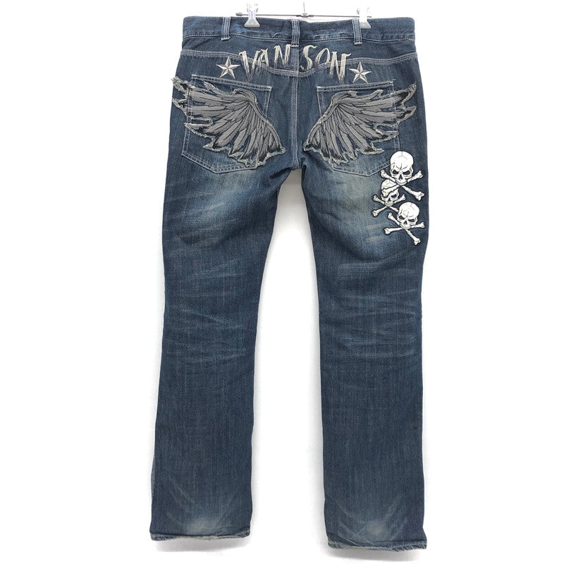 【現状渡し品】【メンズ】 VANSON バンソン DENIM PANTS sp-b-8A デニムパンツ スタッズ ウイング スカル Gパン ジーンズ ボトムス アメカジ系 156-250207-rs-03-fur サイズ：36 カラー：インディゴ 万代Net店