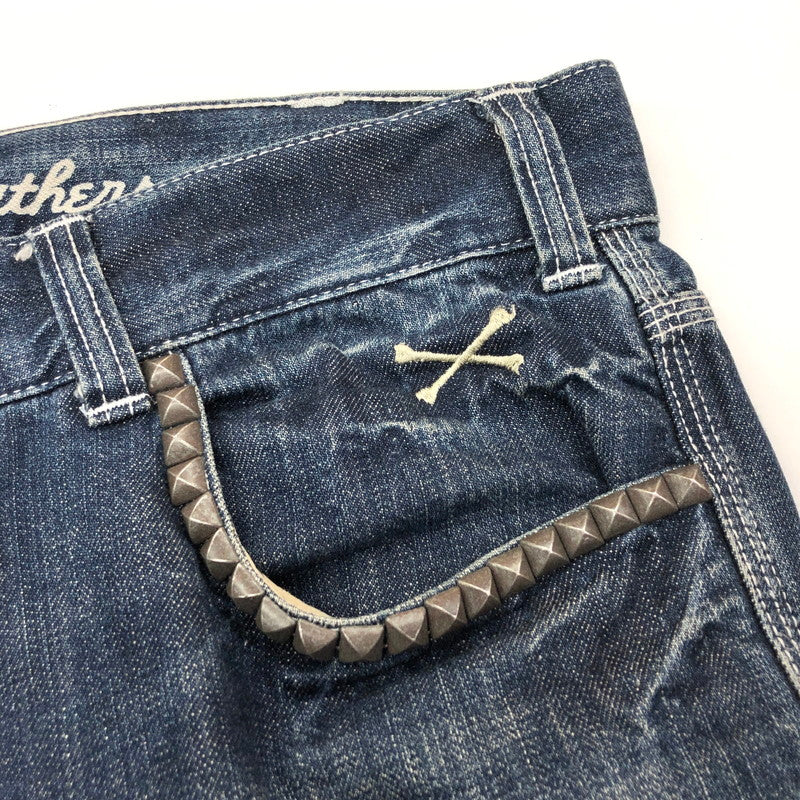 【現状渡し品】【メンズ】 VANSON バンソン DENIM PANTS sp-b-8A デニムパンツ スタッズ ウイング スカル Gパン ジーンズ ボトムス アメカジ系 156-250207-rs-03-fur サイズ：36 カラー：インディゴ 万代Net店